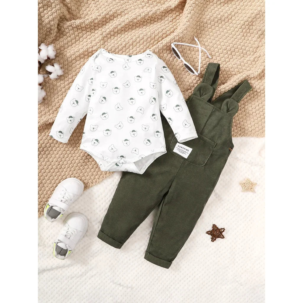 Adorable Toddler Bear Print Clothing Set: Perfect for Your Little One's Autumn and Winter Adventures