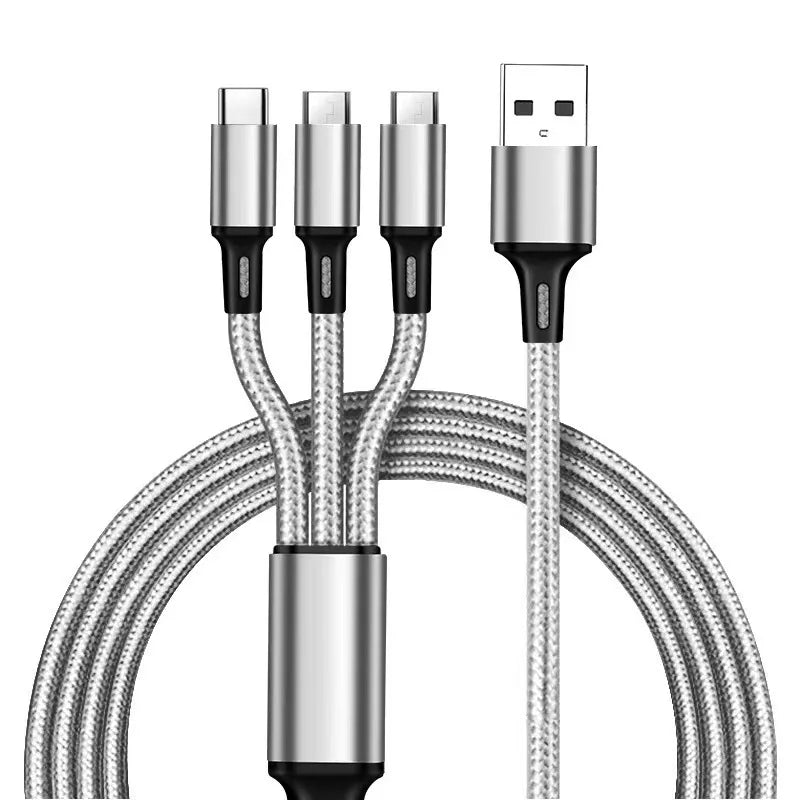 120W Fast Charging Multi Cable – Nylon Braided USB for iOS, Android & USB-C