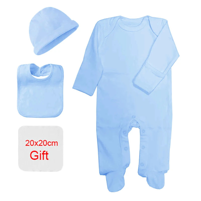 Cozy Cotton Newborn Baby Clothing Set - 4 Pcs Romper Bonnet Bibs for Hospital Outfits