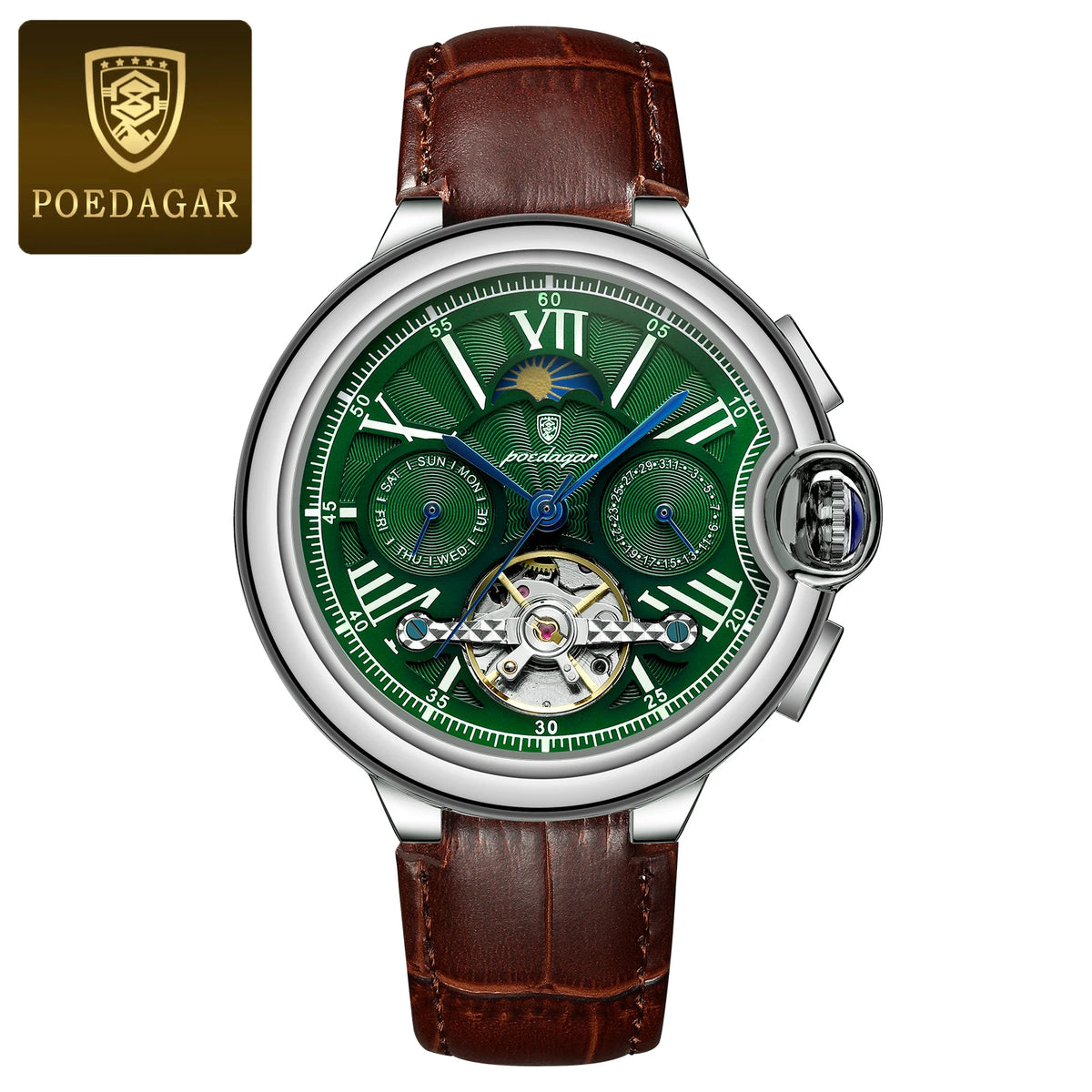 POEDAGAR Men's Hollow Tourbillon Automatic Mechanical Watch