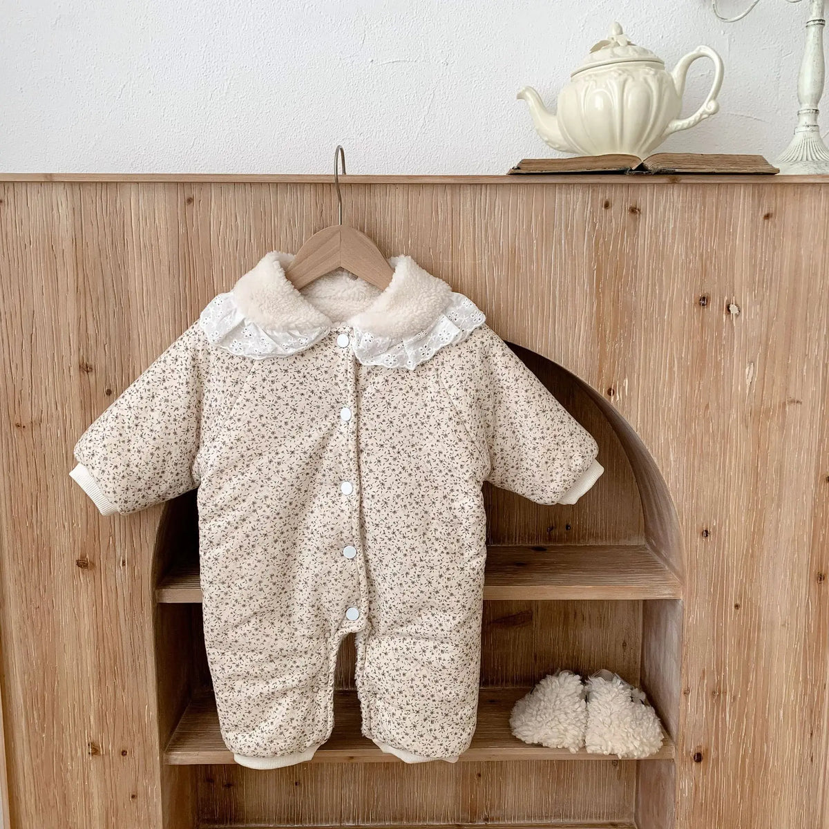 Korean Baby Cotton Jumpsuit - Cozy Floral Hooded Snuggles for Your Little One