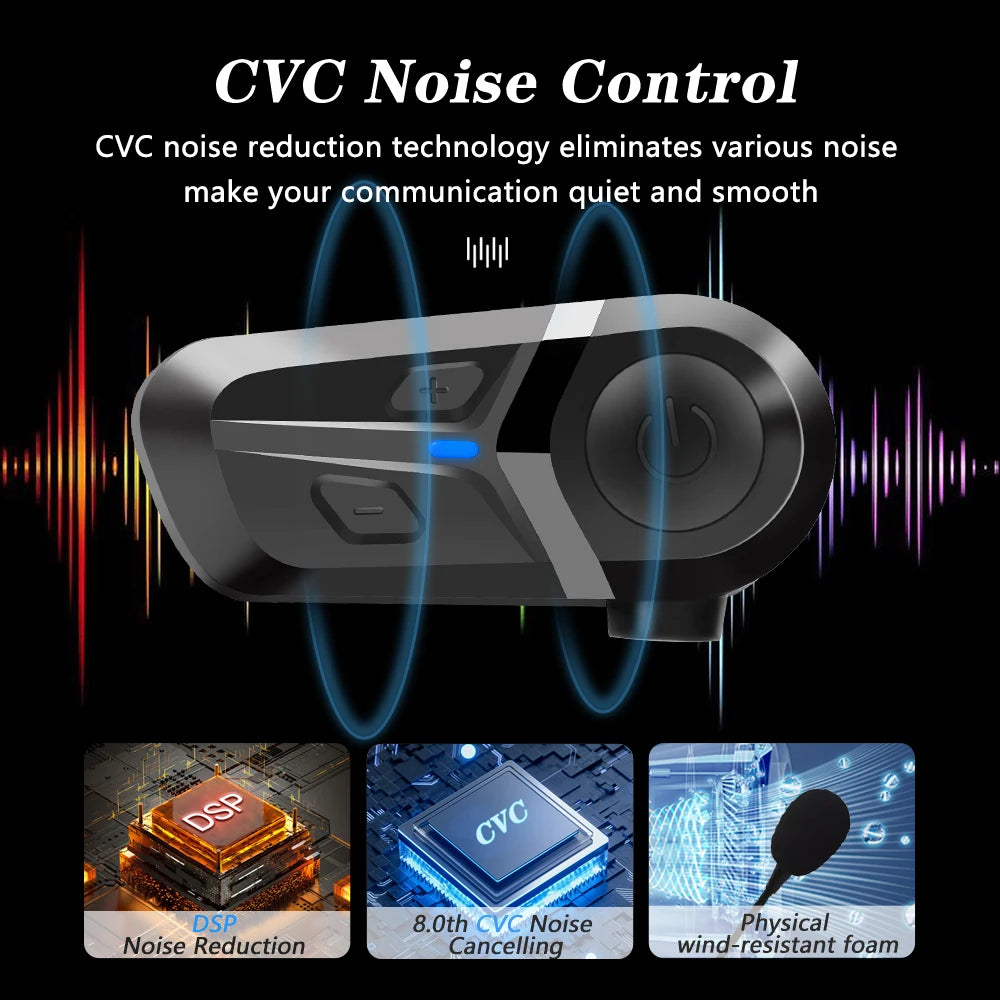Bluetooth 5.3 Motorcycle Helmet Headset – Wireless Hands-Free, Waterproof Speaker & Music Player