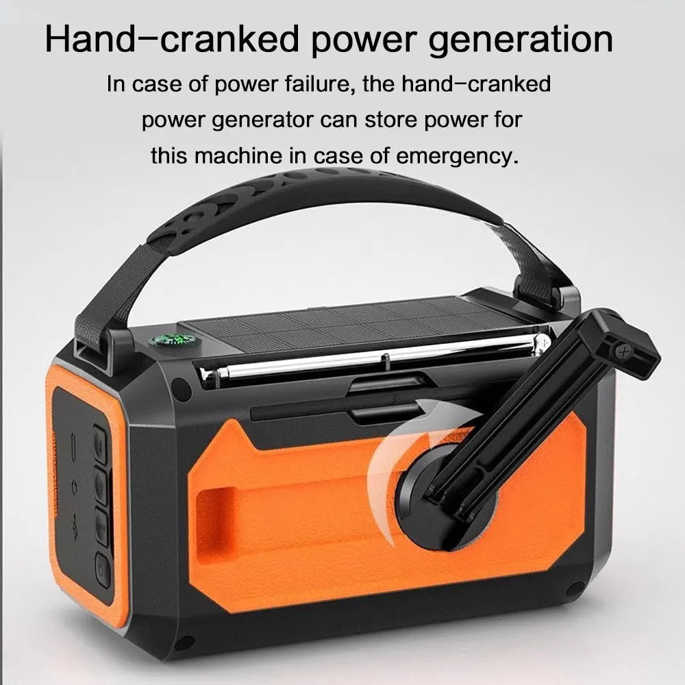 12000mAh Solar Hand Crank Emergency Radio – AM/FM/NOAA Weather, Reading Lamp & Power Bank