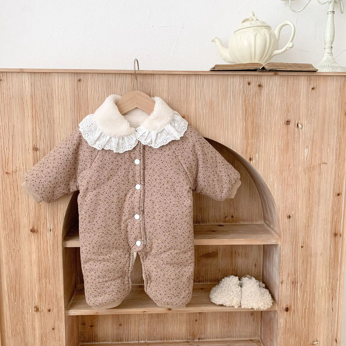 Korean Baby Cotton Jumpsuit - Cozy Floral Hooded Snuggles for Your Little One