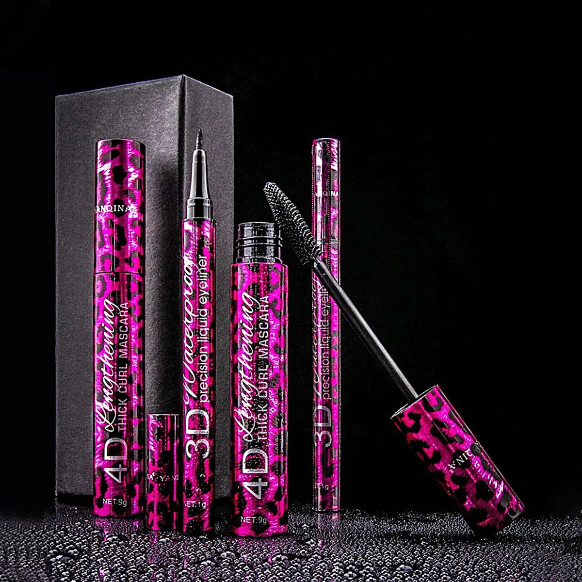 4D Mascara & Eyeliner Set – Volumizing Mascara with Precision Liquid Liner